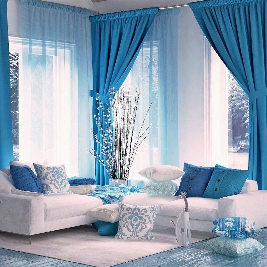 Update interior with the help of window decor: blue