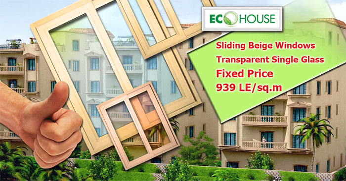 PVC Sliding Windows 939 LE per meter only in April 2016 from Eco House Cairo