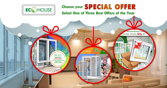 When ordering windows in December select ANY of the 3 offers! Best quality profile and the best conditions for the order!