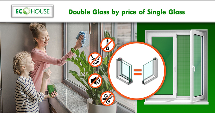 Ordering ANY window with ANY glass, ANY design, ANY color. Only in June 2021 glazing (double glass) by the price of ordinary (single) glass.